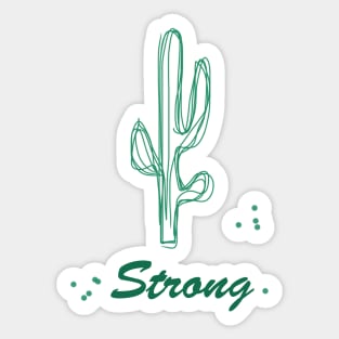 Strong cactus on one line, inspirational meanings Sticker